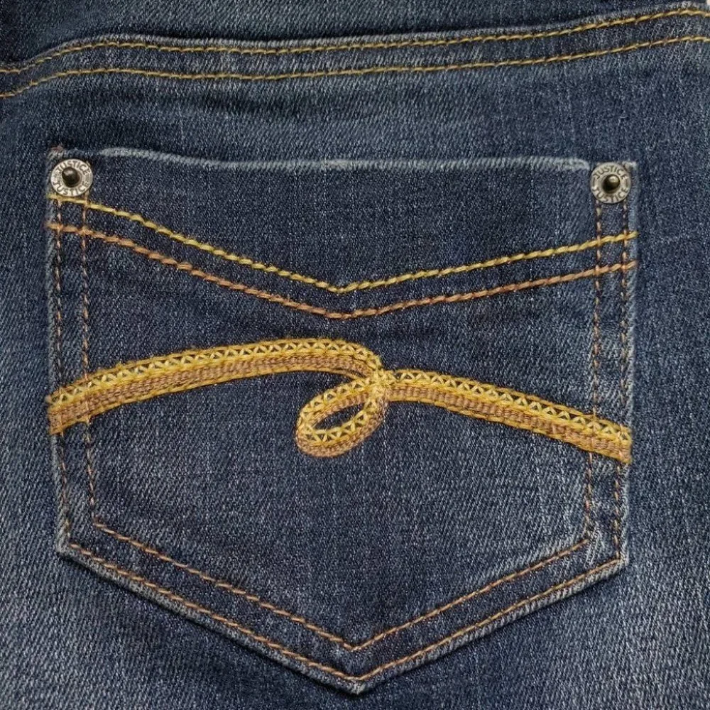 Justice Girls Medium Wash Whiskering Fading Denim Jeans Size 12S